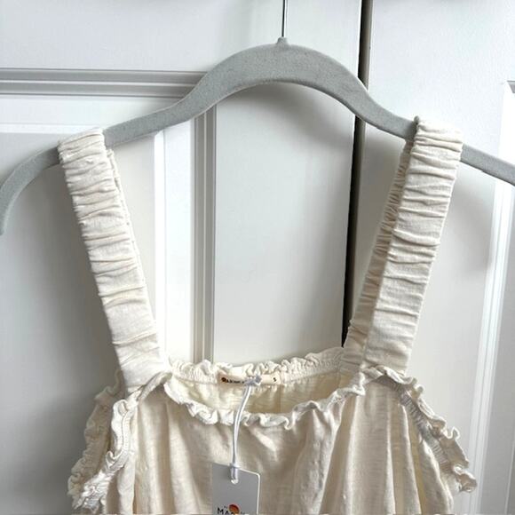 Marine Layer NWT Dylan Smocked Tank 100% Cotton Size: Small Color: Ant. White - Picture 4 of 10